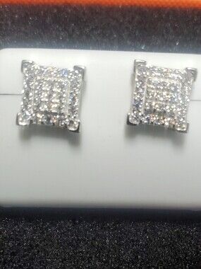 Sterling Silver 925 1Ct VVS1 Iced Out Double Halo Moissonite Earrings Screwback